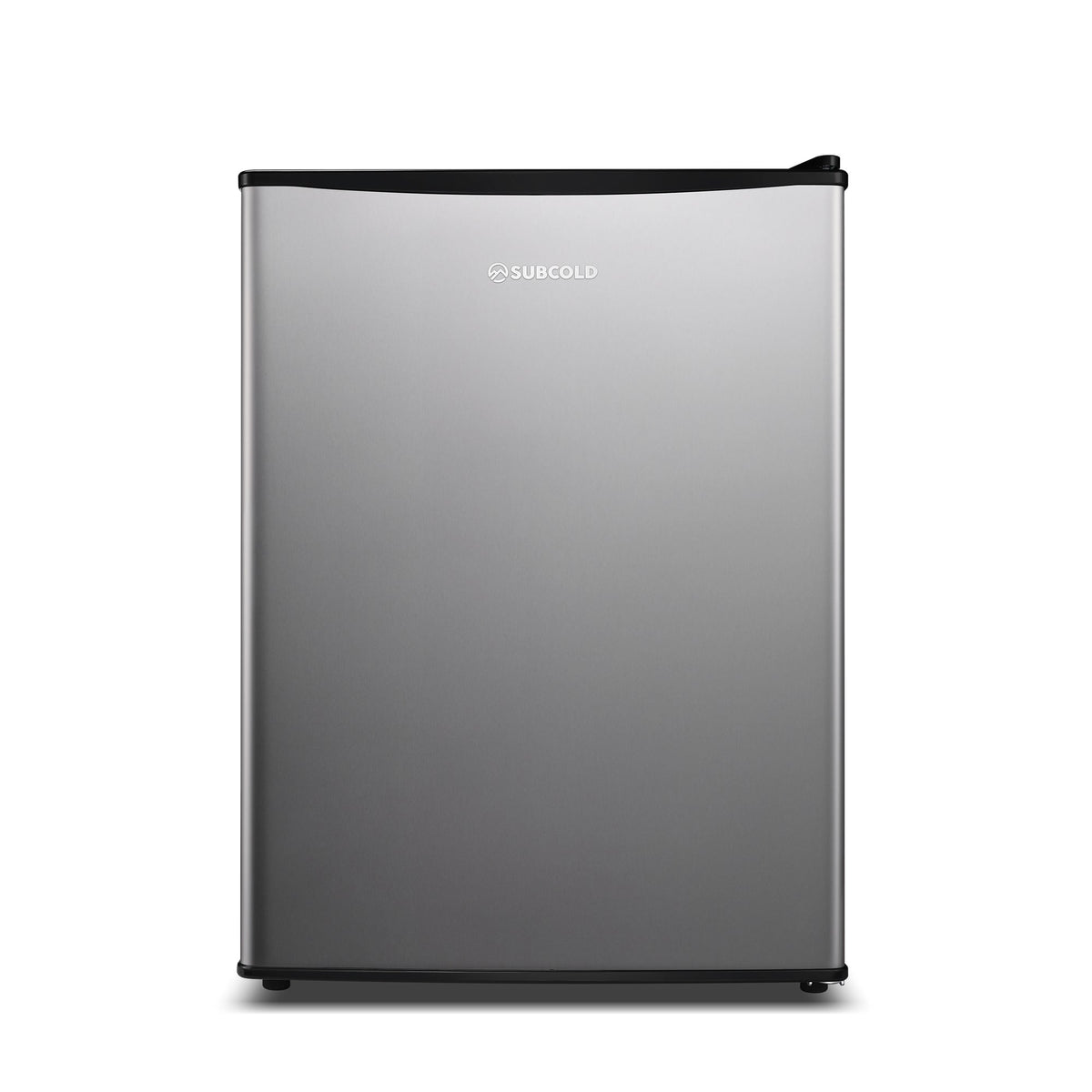 Stainless steel beer fridge with solid door, front view
