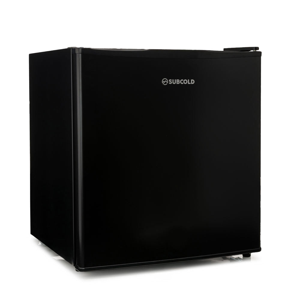 Black beer fridge with solid door and SUBCOLD logo