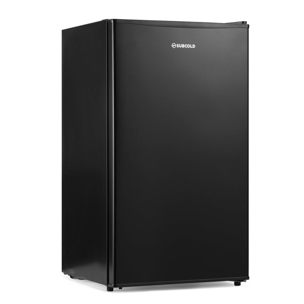 Black solid-door beer fridge with Subcold logo on the front