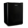 Black compact beer fridge with solid door and side handle