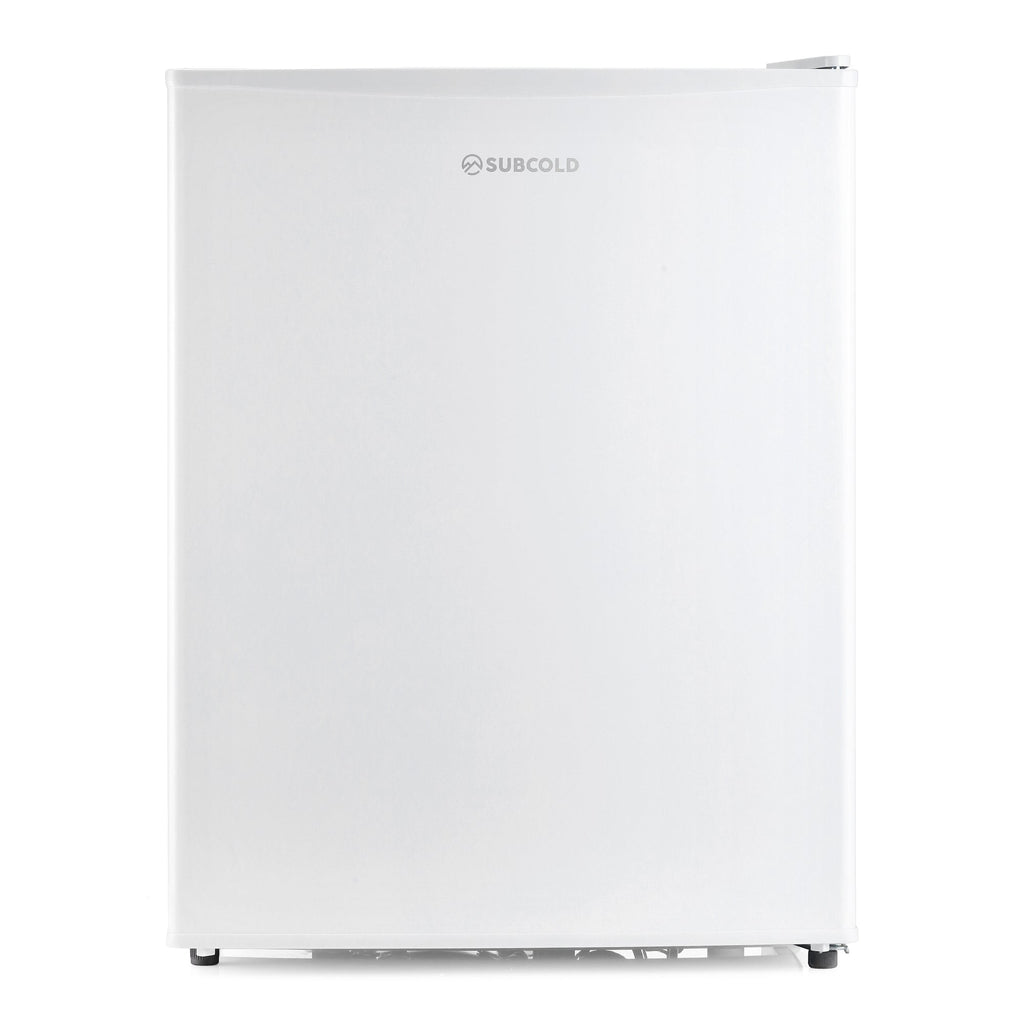 White mini freezer with front view and SUBCOLD logo
