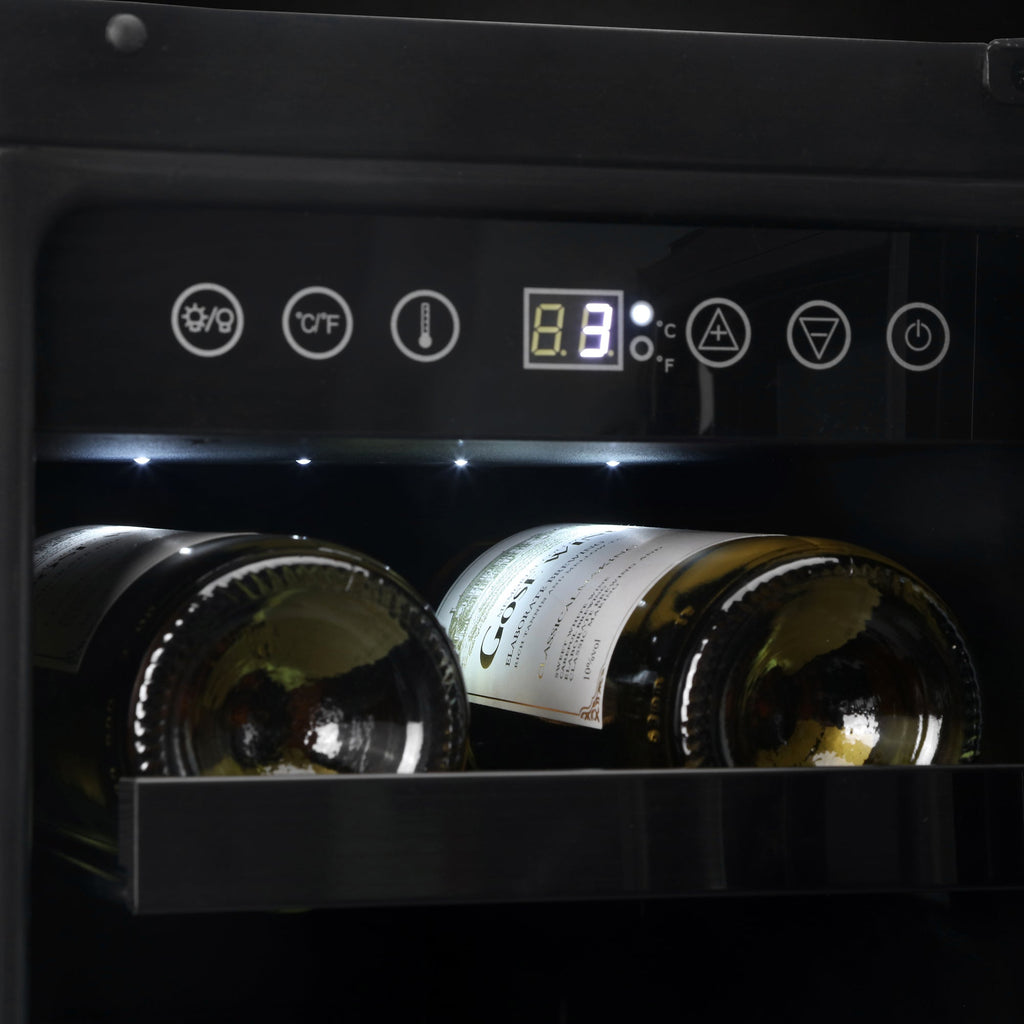 Integrated wine and drink cooler with digital control panel and bottle storage
