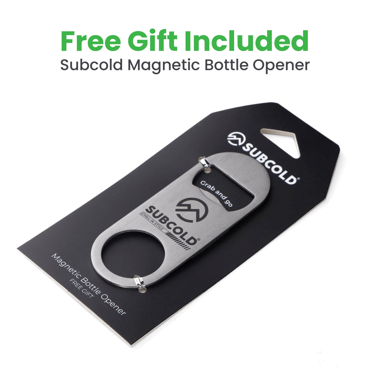 Subcold magnetic bottle opener, free gift included with keyring and holder