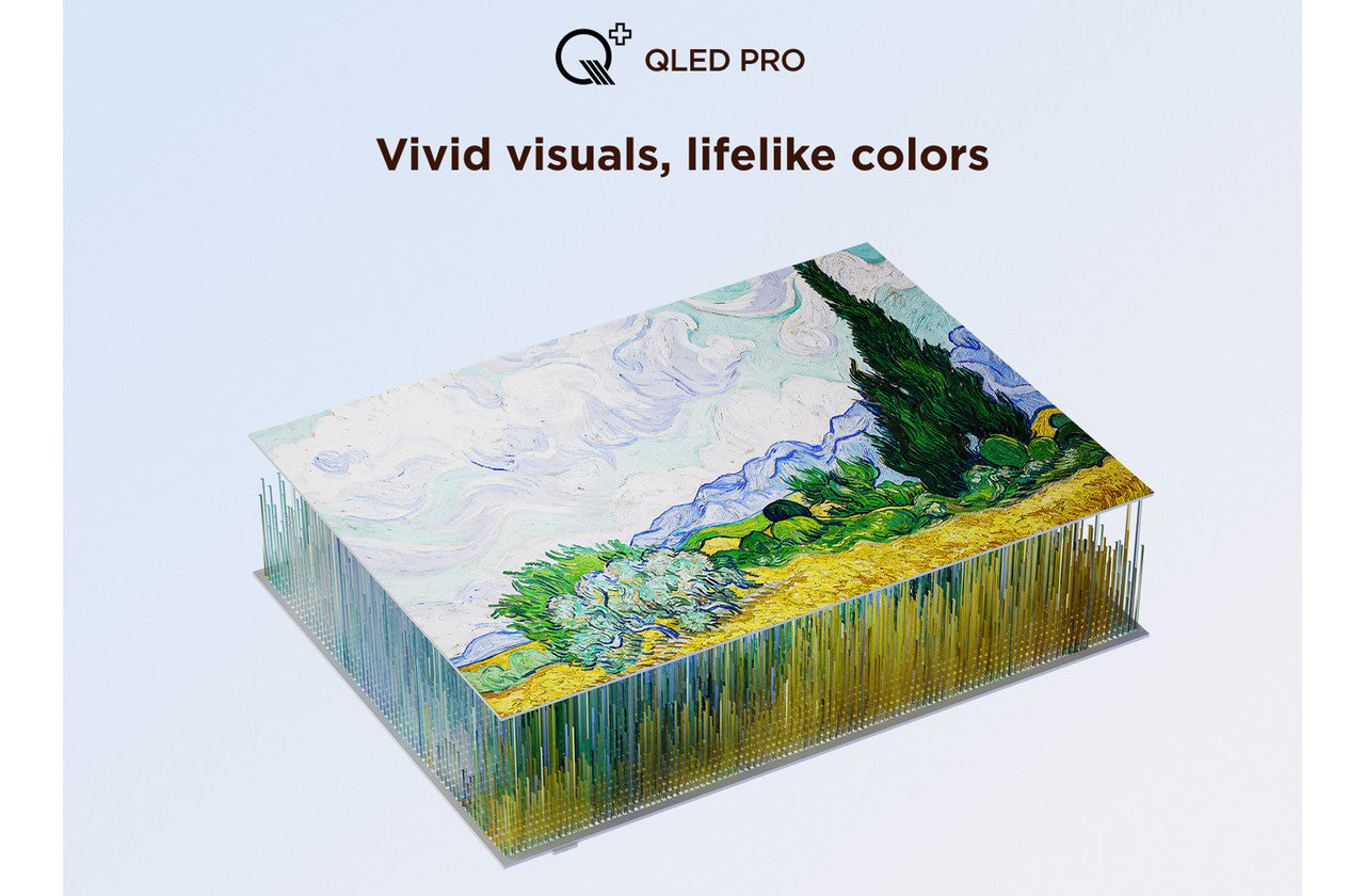 65-inch QLED 4K smart TV showing vivid QLED PRO color artwork