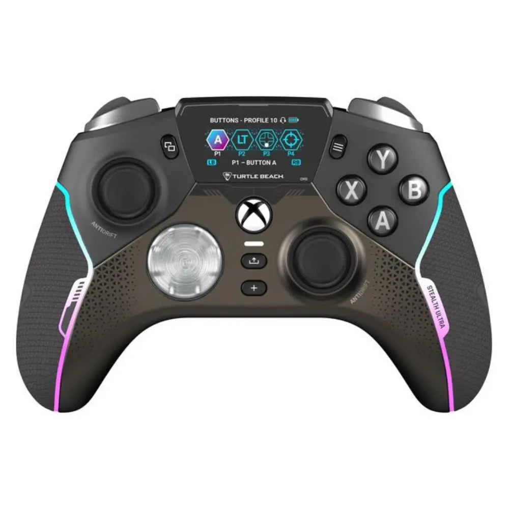 Wireless gaming controller with dual thumbsticks, ABXY buttons, and trigger grips