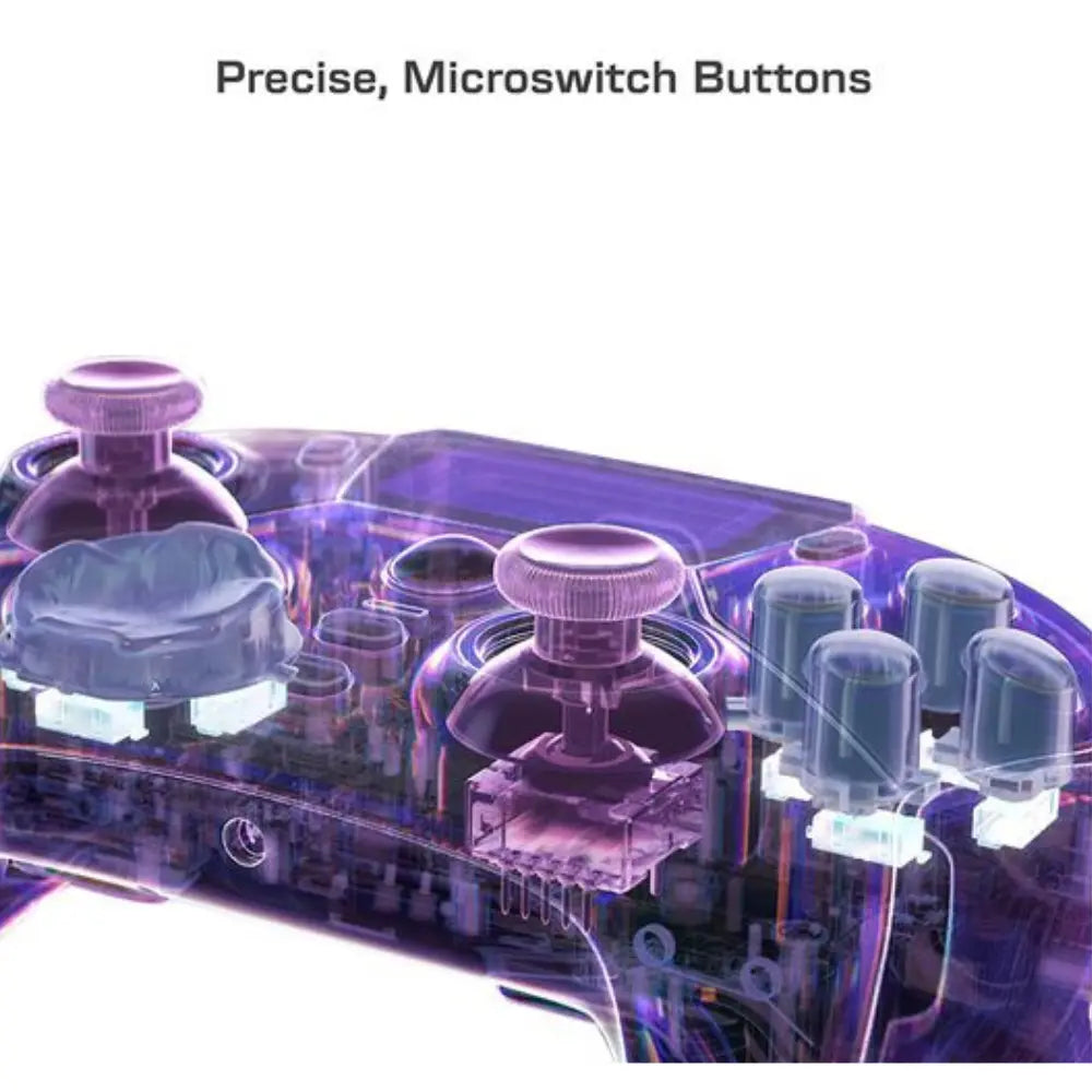 Wireless controller with precise microswitch button mechanism detail