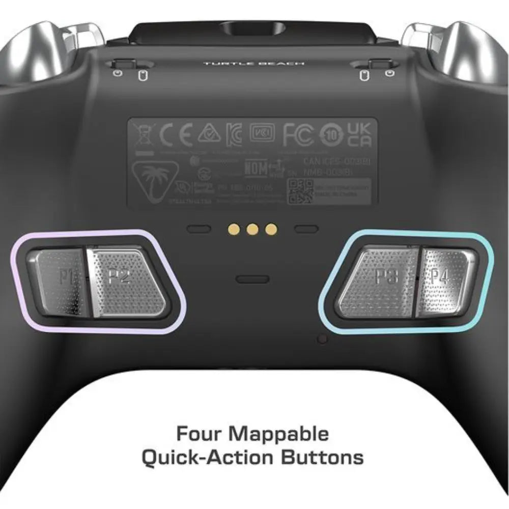 Wireless controller with four quick-action map buttons on back panel