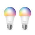 Set of two E27 multicolour smart LED bulbs with white bases and gradient tops