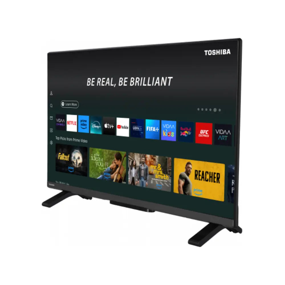 32-inch LED HDR smart TV front view with black bezel and app home tiles
