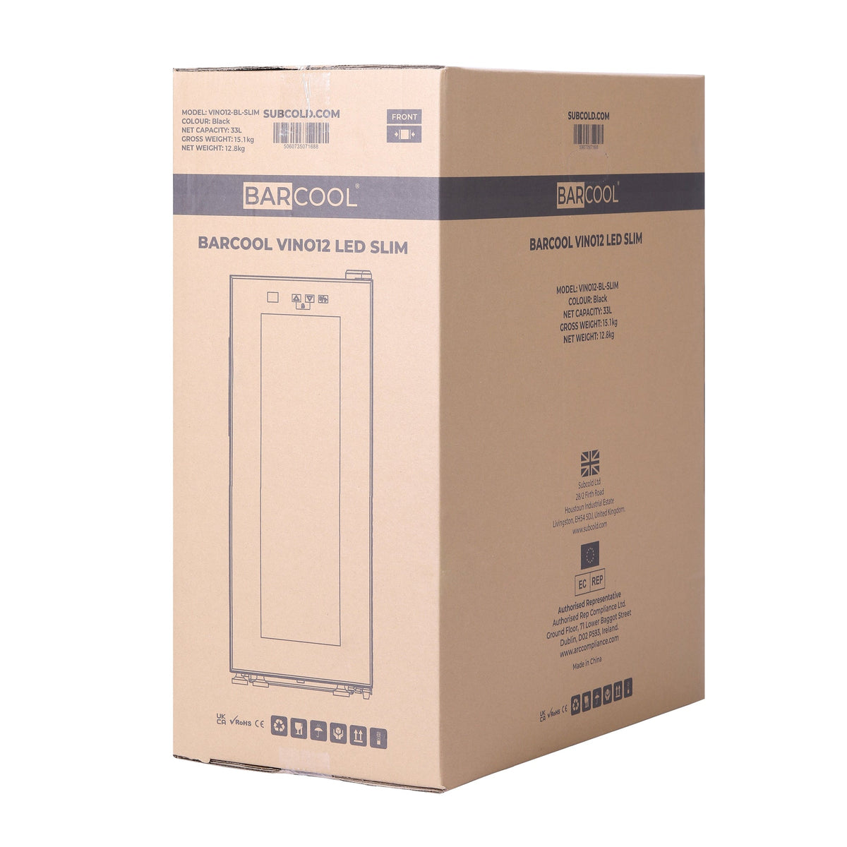 BARCOOL Vino12 LED Slim wine cooler retail box packaging