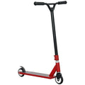 Red stunt scooter with black frame, handlebar grips, and front wheel