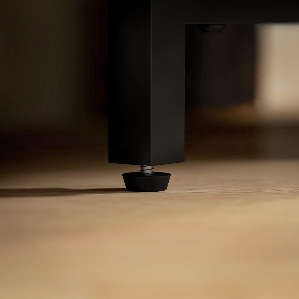 Dark TV stand base with shelf storage under a TV