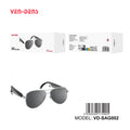 Smart music sunglasses with open-ear arms, dark tinted lenses, Model VD-SAG002