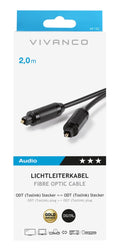 VIVANCO 2 m digital optical (Toslink) audio cable lead in retail pack, black