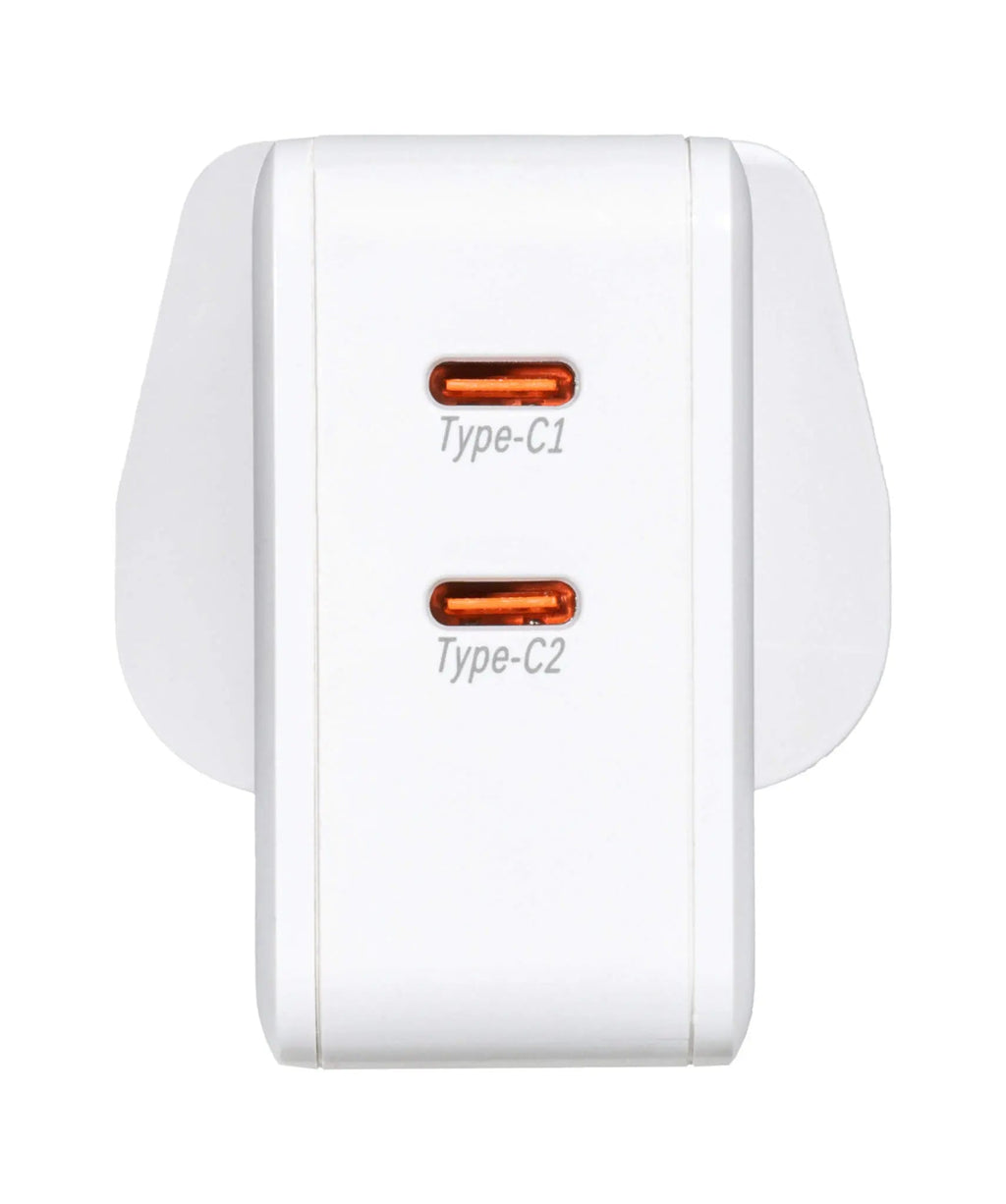 VIVANCO dual USB-C wall charger with labeled Type-C1 and Type-C2 ports