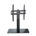 Black TV table stand with VESA mount and wide base for up to 55-inch TVs
