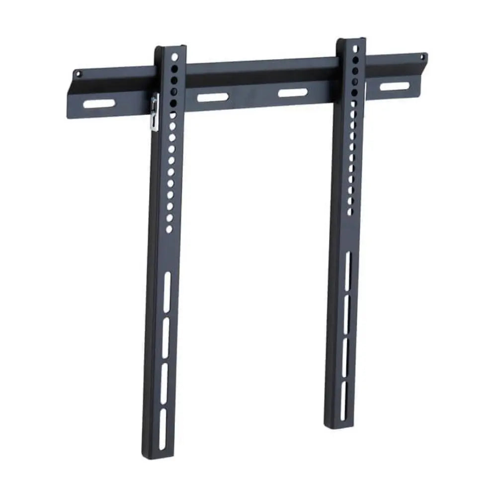 Flat black TV wall mount bracket with VESA hole rails and wall plate