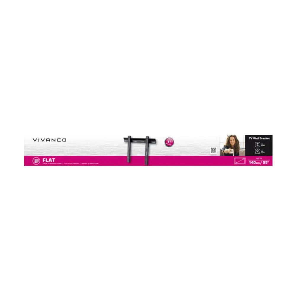 Flat TV wall mount bracket retail box with black bracket shown