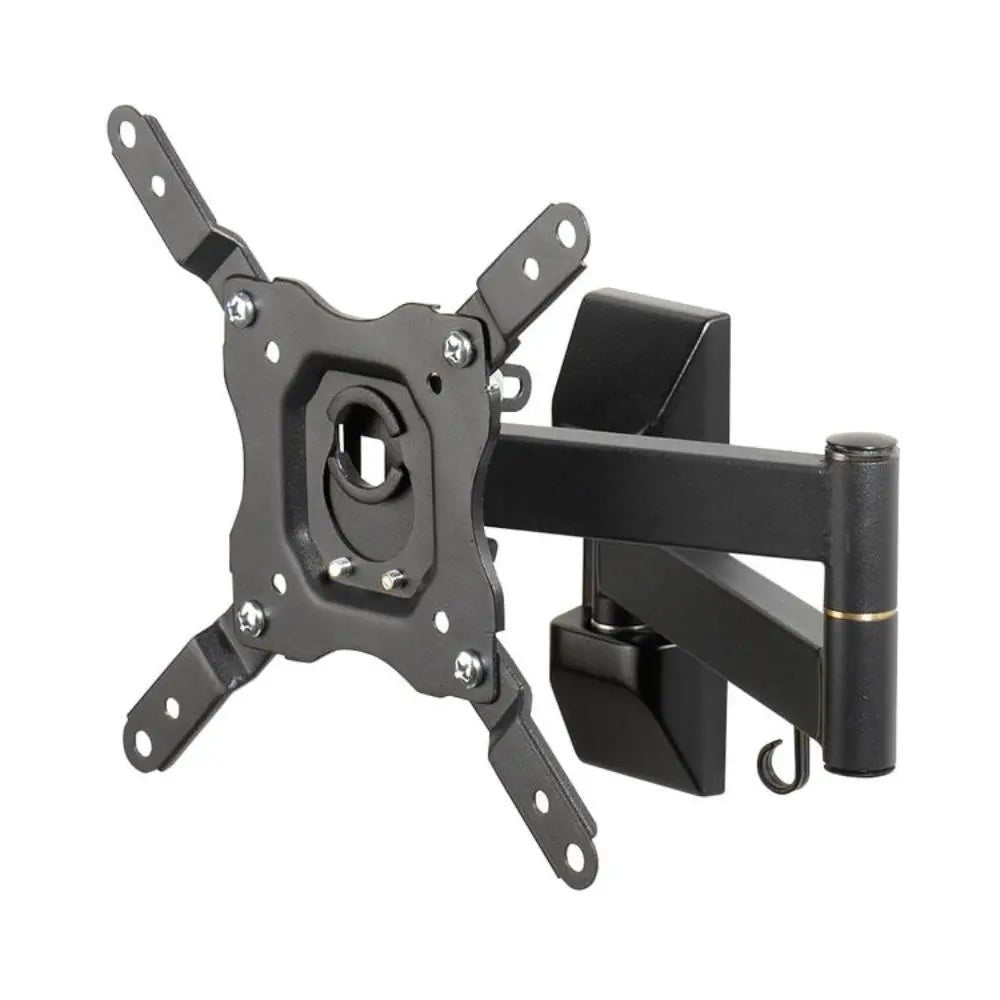 Full-motion TV wall mount bracket with VESA plate, black arms and mounting hardware