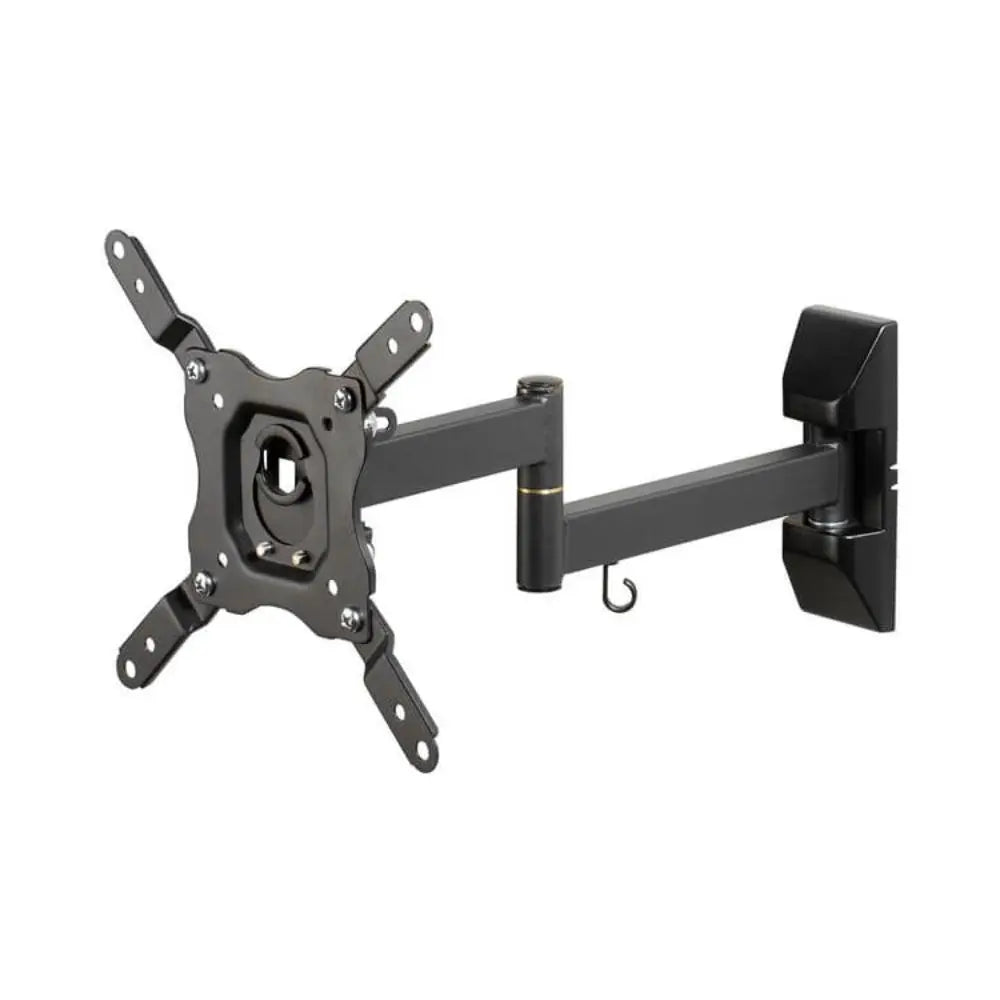 Full-motion TV wall mount bracket, extended horizontal bar and side wall plate, black