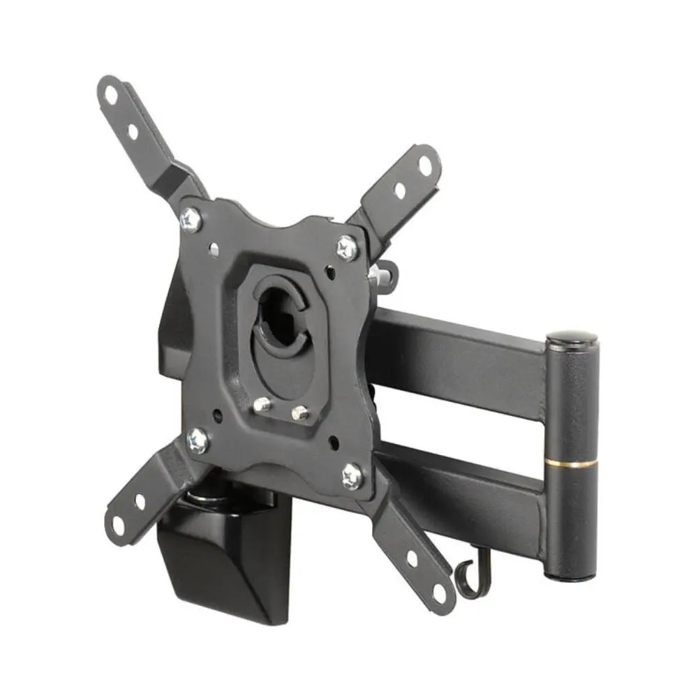 Full-motion TV wall mount bracket with square VESA plate, black metal arms