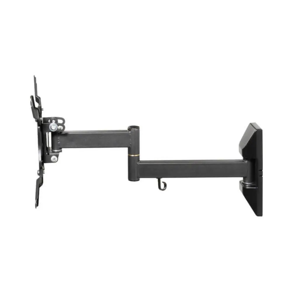 Full-motion TV wall mount bracket, long horizontal arm and side support, black metal