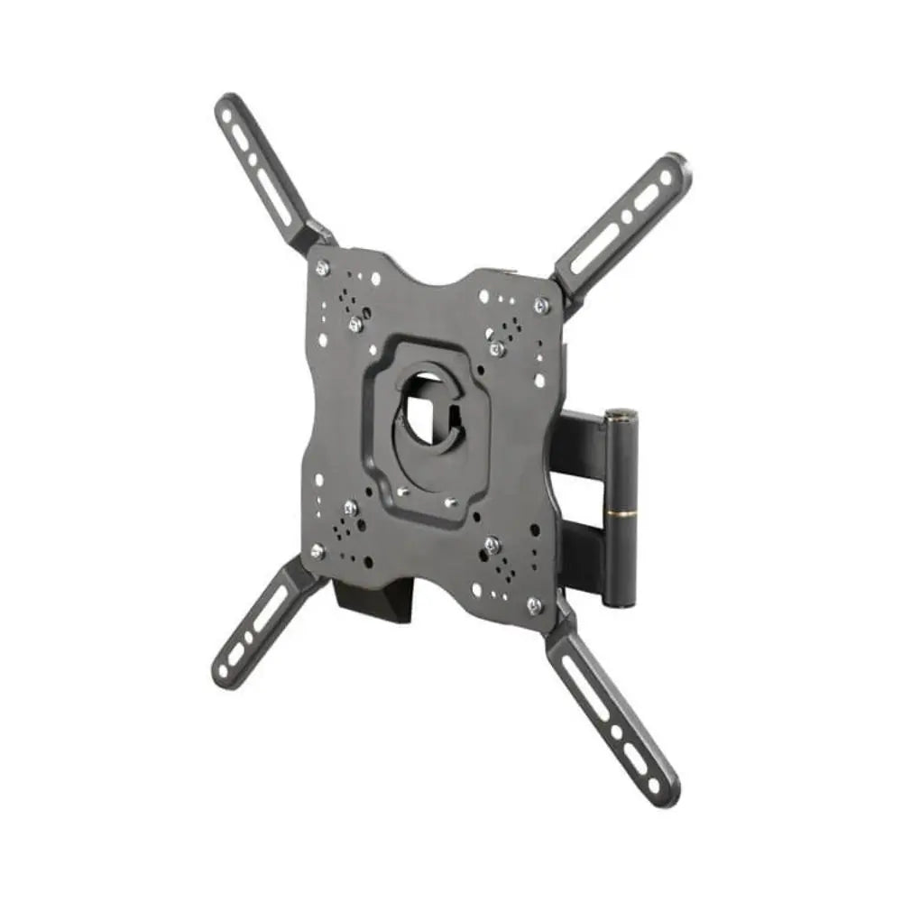 Full-motion TV wall mount bracket with four mounting holes and adjustable support arms