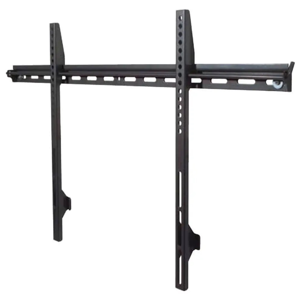 Fixed TV wall mount bracket, black metal support arms and mounting rail.