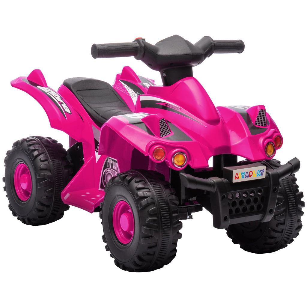 AIYAPLAY kids electric quad bike in bright pink with four large wheels and handlebars