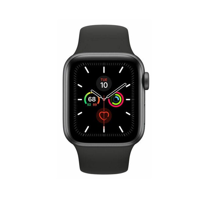 Apple Watch Series 5 44mm with black stainless case and black sport band