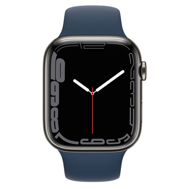 Apple Watch Series 7 45mm cellular stainless steel with dark blue sports band