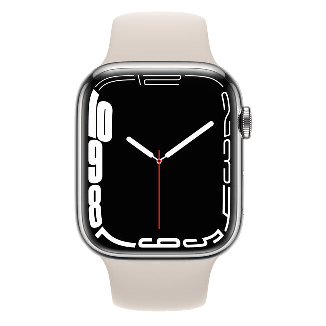 Apple Watch Series 7 45mm cellular stainless steel with light beige sport band
