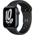 Refurbished Apple Watch Series 7 45mm Nike Edition with black perforated band; orange Nike logo