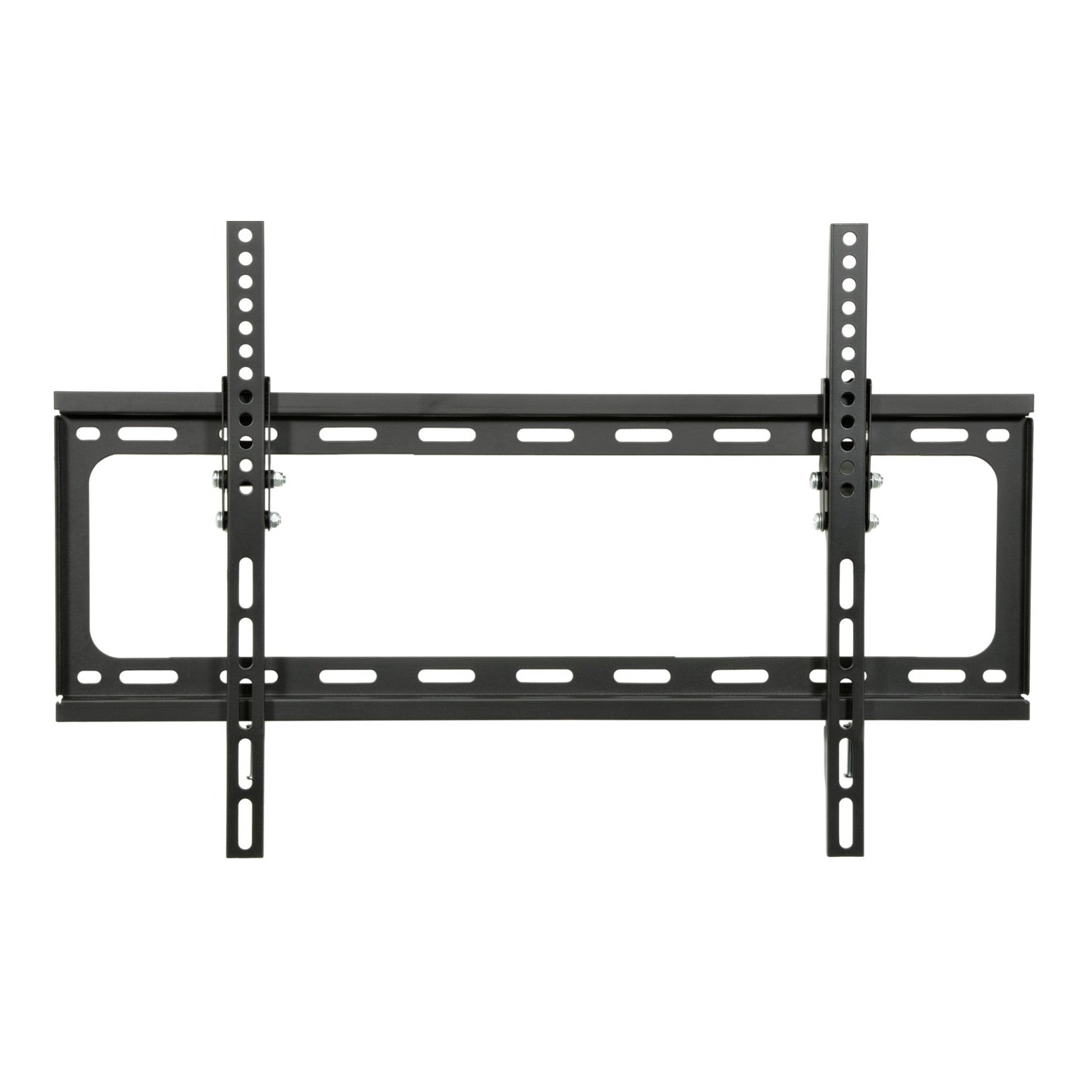Low-profile TV wall mount bracket with two vertical mounting columns and horizontal rails
