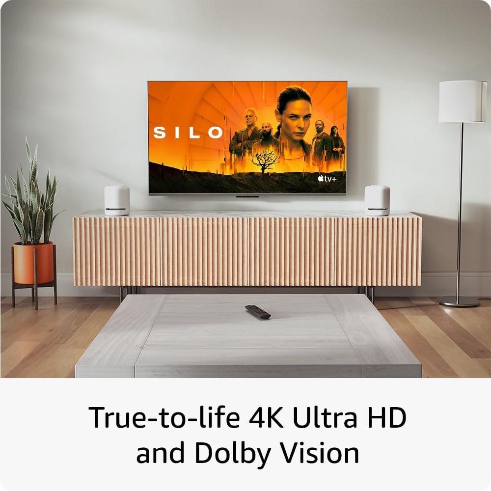 TV streaming display with remote control on the console