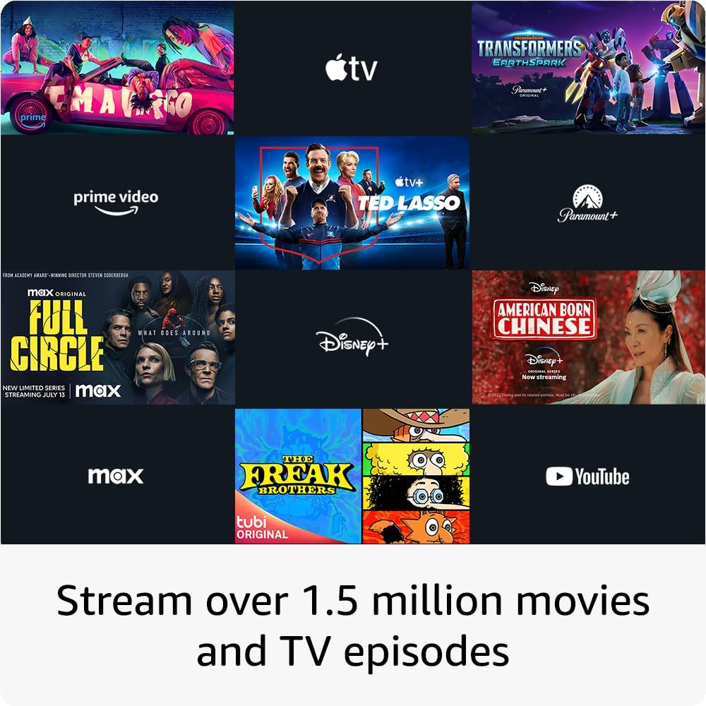 Streaming services app grid on TV screen with YouTube and others