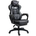 Gaming chair with headrest, lumbar support, padded arms, swivel casters, dark grey PU