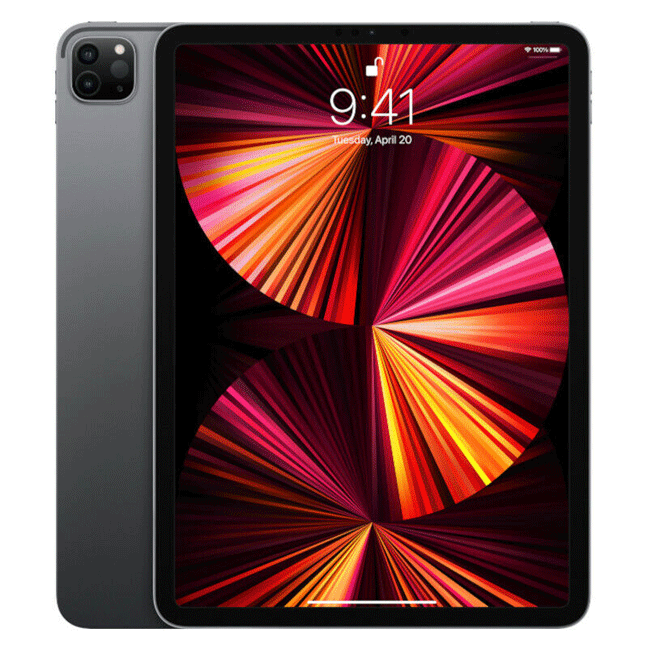 Refurbished iPad Pro 11 (2021) with dark Space Grey back and front touchscreen