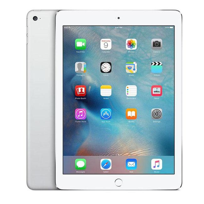 Silver iPad Air 2 tablet with light display and circular home button