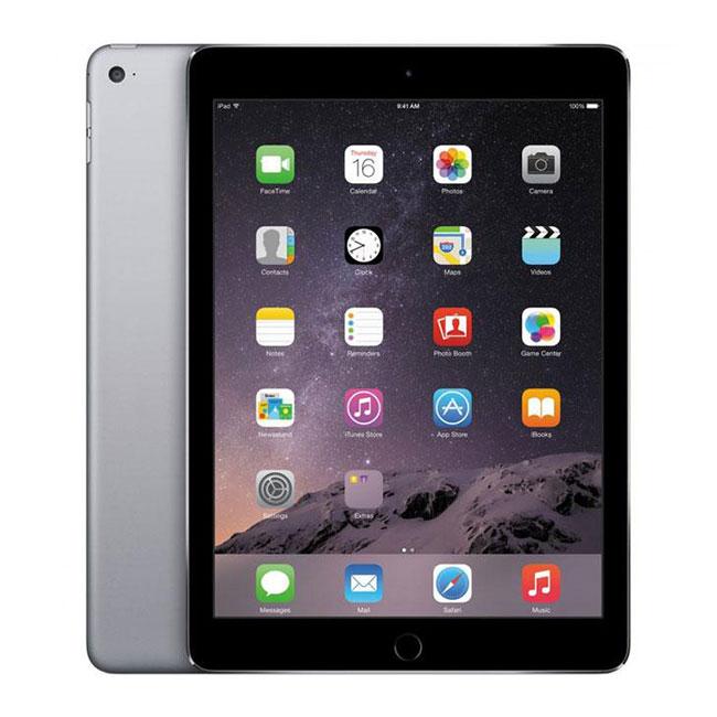 Space gray iPad Air 2 tablet with dark display and home button