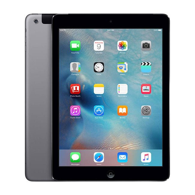 Space gray iPad Air tablet with front screen and home button