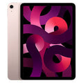 Light pink iPad Air with black front display and purple abstract wallpaper