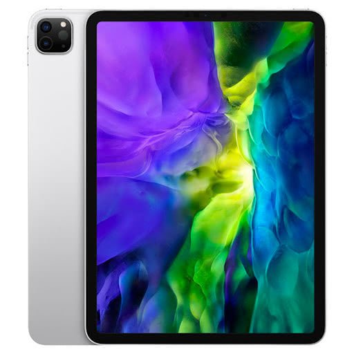 Silver 11-inch iPad Pro (2020) showing front screen and rear camera module