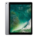 Refurbished iPad Pro 12.9 tablet in space gray, front screen with 9:41