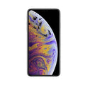 Unlocked iPhone XS smartphone with dark front and purple-gold swirl wallpaper