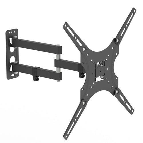 Rotatable TV wall mount bracket with adjustable arms and mounting plate, dark finish
