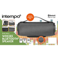 Dark gray fabric Bluetooth speaker with carry handle, compact rectangular design