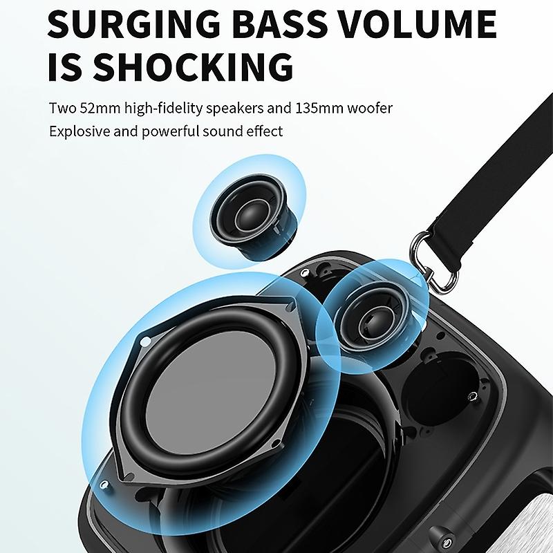 Black Hopestar Party One wireless speaker body showing dual drivers and bass ports.