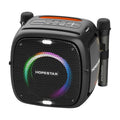 Black Hopestar Party One wireless speaker with stand, front grille and glowing LED ring.
