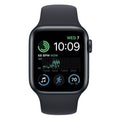 44mm smartwatch with midnight black silicone band, black display showing 10:09